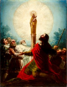 El apóstol Santiago y sus discípulos adorando a la Virgen del Pilar