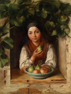Alois Eiss Mädchen am weinumrankten Fenster