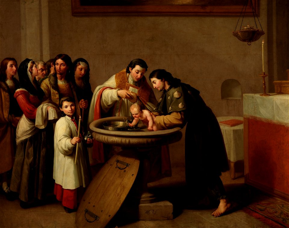El bautismo de San Francisco, de Zacarías González Velázquez (Museo del Prado)