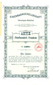 Eisenbahnges. Oensingen-Balsthal 1899
