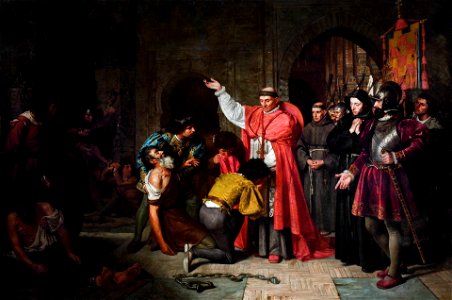 El cardenal Cisneros, en Orán, liberando cautivos (Museo del Prado). Free illustration for personal and commercial use.