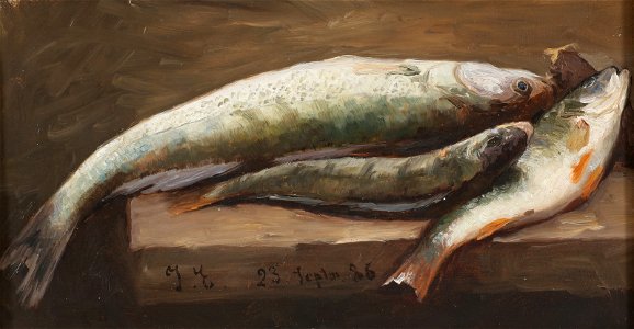 Jahn Ekenæs - Stilleben med fisk (1886)