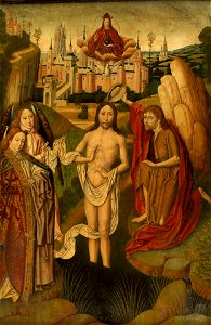 El Bautismo de Cristo, del Maestro de Miraflores (Museo del Prado). Free illustration for personal and commercial use.