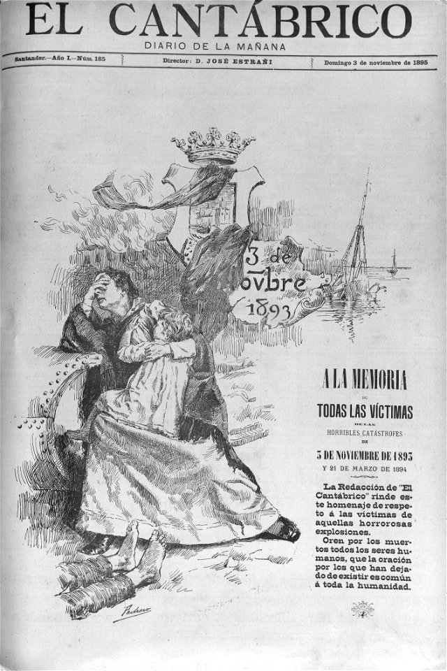 El Cantábrico, Nov. 3rd 1895, front page, by Mariano Pedrero