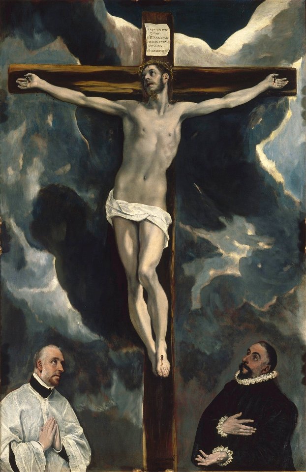 El Greco - Cristo en la cruz adorado por dos donantes (Musée du Louvre)