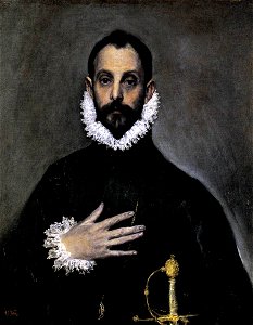 El Greco - Nobleman with his Hand on his Chest - WGA10463. Free illustration for personal and commercial use.
