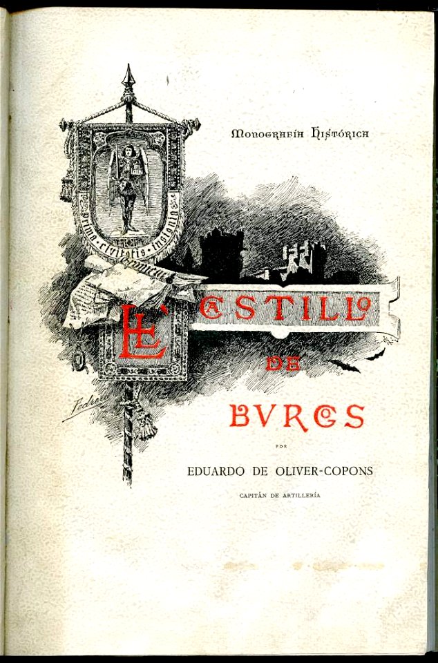 El Castillo de Burgos, 1893, portada por Mariano Pedrero, colección Biblioteca Diputación Burgos