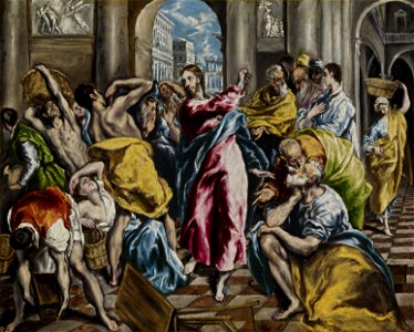 El Greco - The Purification of the Temple - WGA10541. Free illustration for personal and commercial use.
