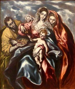 El Greco - La Sagrada Familia, c. 1610-11. Free illustration for personal and commercial use.