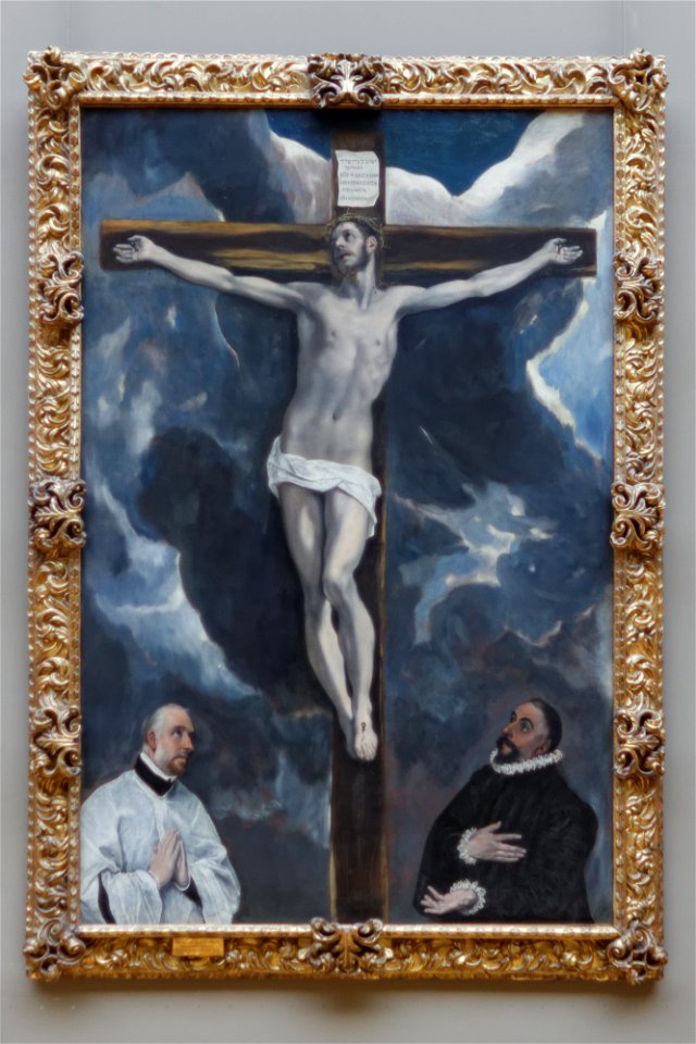 El Greco - Le Christ en croix adoré par deux donateurs 01