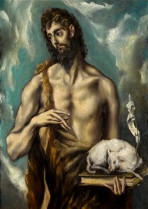 El Greco follower - Saint John the Baptist at half-length