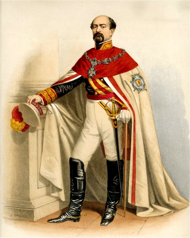El marqués de Novaliches con el manto de la Real y Militar Orden de San Fernando