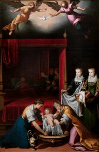 El nacimiento de la Virgen, por Juan Pantoja de la Cruz
