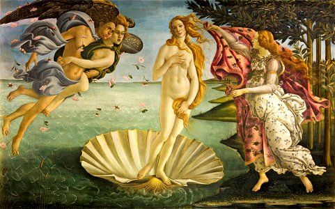 El nacimiento de Venus, por Sandro Botticelli. Free illustration for personal and commercial use.