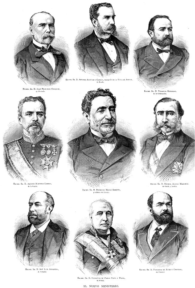 El nuevo ministerio de Sagasta, 1881, en La Ilustración Española y Americana