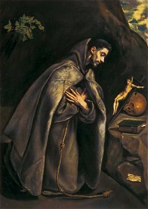 El Greco - St. Francis Venerating the Crucifix (San Francisco). Free illustration for personal and commercial use.