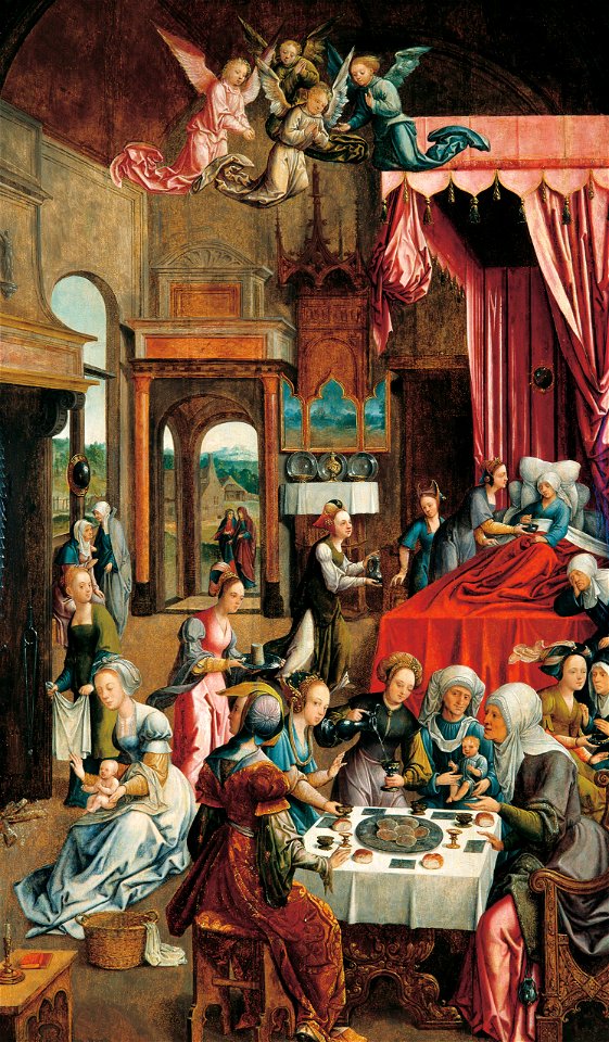 El nacimiento de la Virgen María - Jacob Cornelisz. van Oostsanen