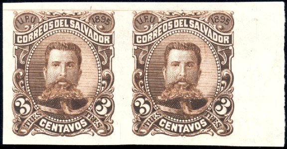 El Salvador 1891 3c Seebeck Ezeta essay pair dark brown