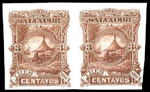 El Salvador 1891 3c Seebeck essay pair