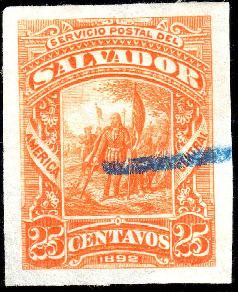 El Salvador 1892 25c Seebeck essay orange