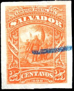 El Salvador 1892 25c Seebeck essay orange