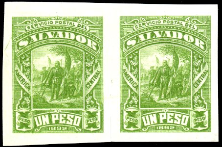 El Salvador 1892 1p Seebeck essay pair green