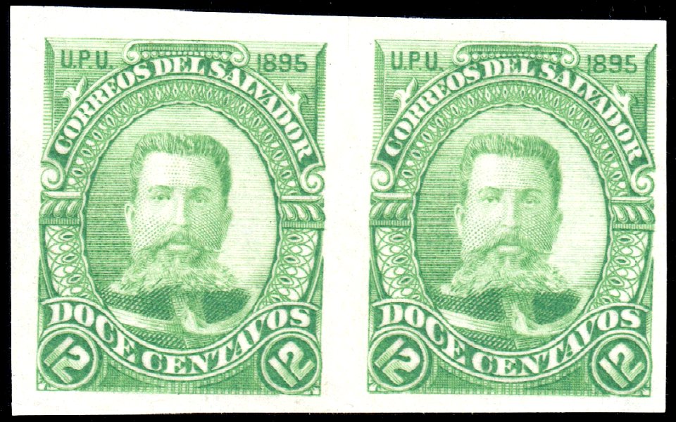 El Salvador 1895 12c Seebeck Ezeta essay pair green