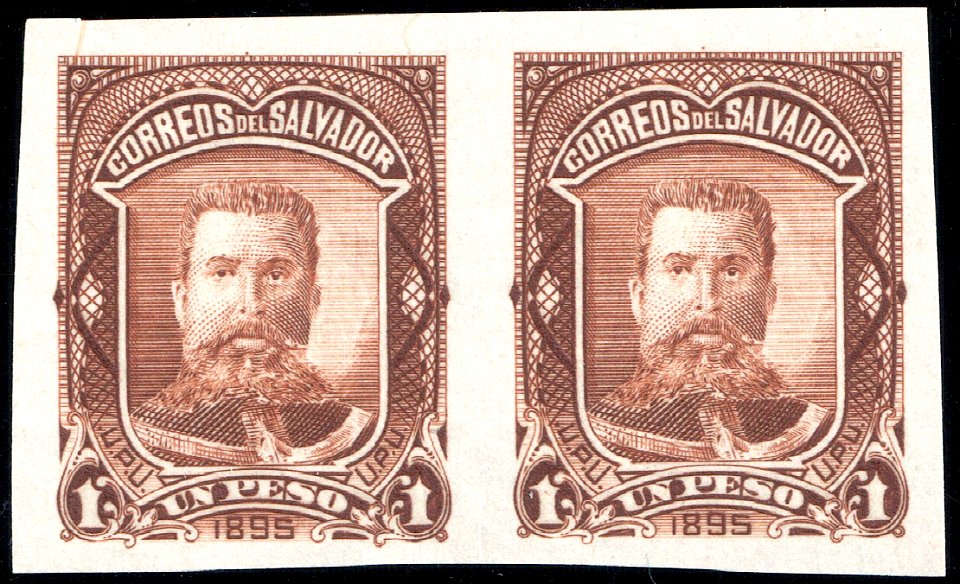 El Salvador 1895 1p Seebeck Ezeta essay pair brown