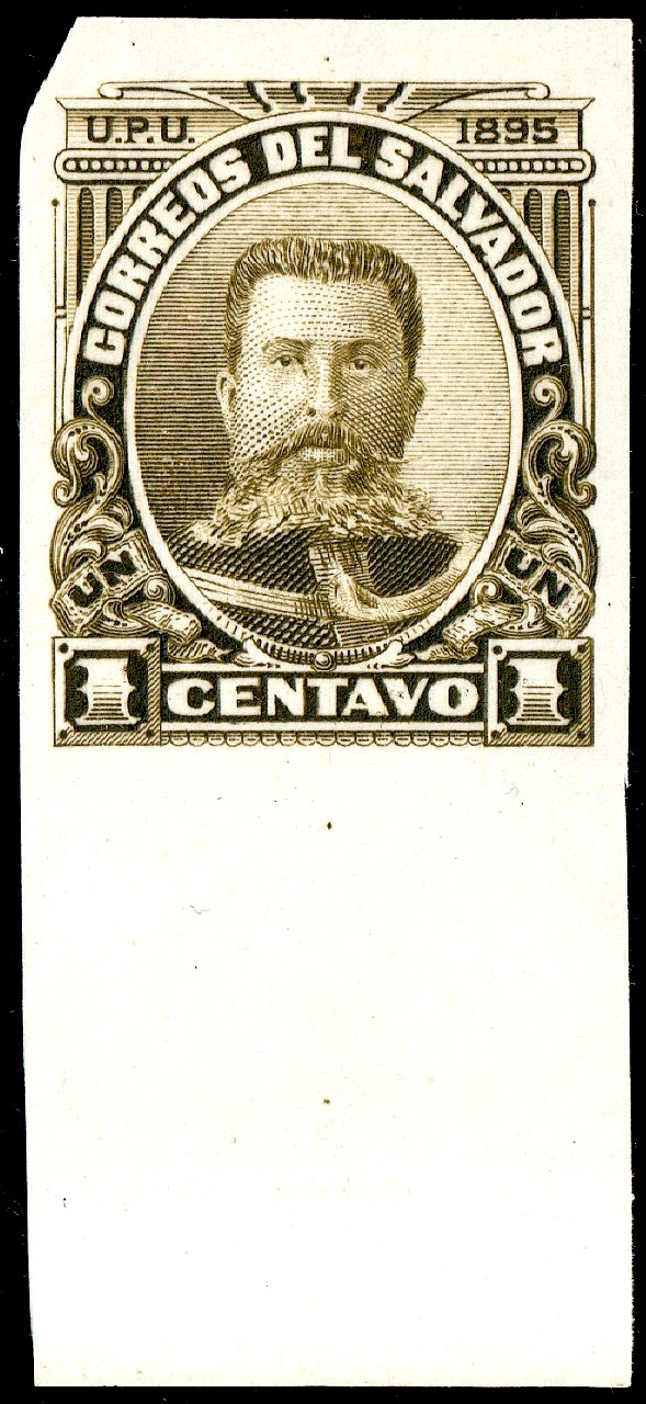 El Salvador 1895 1c Seebeck Ezeta essay olive brown