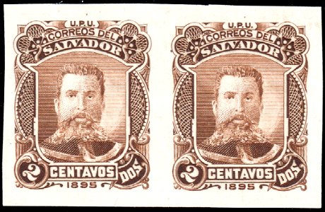 El Salvador 1895 2c Seebeck Ezeta essay pair brown