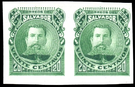 El Salvador 1895 20c Seebeck Ezeta essay pair green