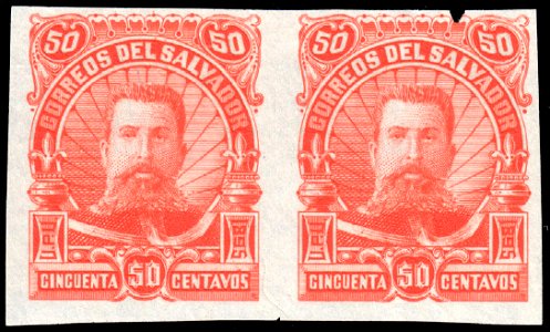 El Salvador 1895 50c Seebeck Ezeta essay pair orange red