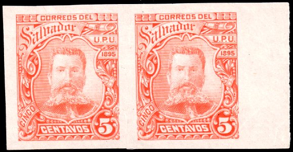 El Salvador 1895 5c Seebeck Ezeta essay pair orange