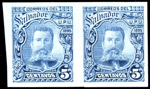 El Salvador 1895 5c Seebeck Ezeta essay pair blue