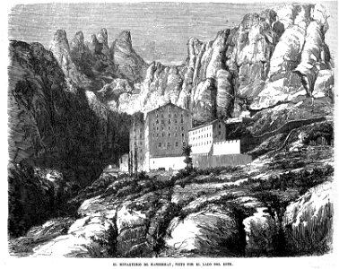 El monasterio de Montserrat, visto por el lado del este, en El Museo Universal