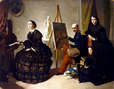 El pintor carlista y su familia, de Valeriano Domínguez Bécquer (Museo del Prado)