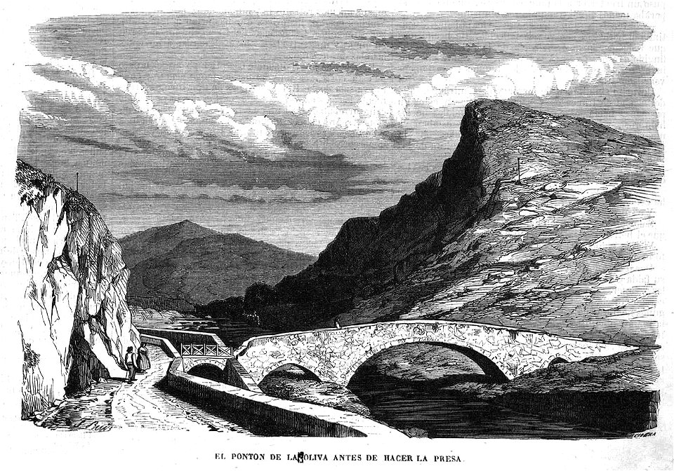 El Pontón de la Oliva antes de hacer la presa, en El Museo Universal