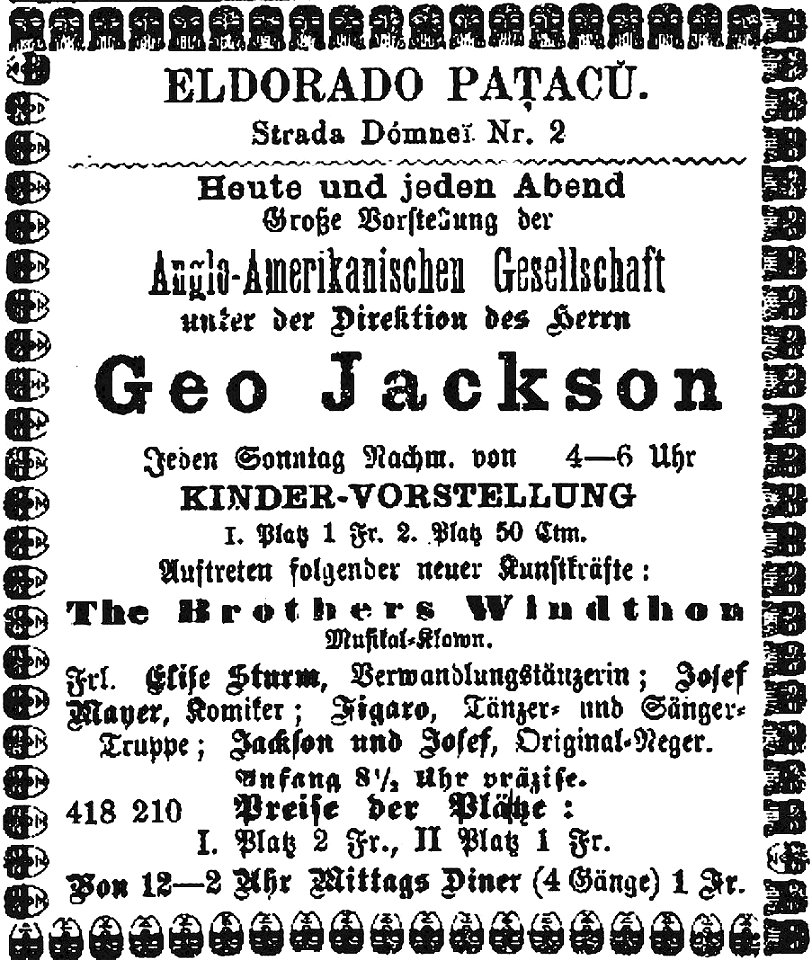 Eldorado Paţacŭ, Joe (Geo) Jackson, Bukarester Tagblatt, 31 ian 1895