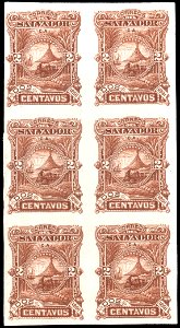 El Salvador 1891 2c Seebeck essay block of six