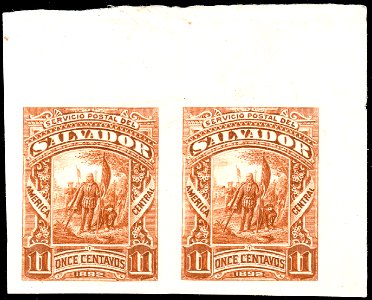 El Salvador 1892 11c Seebeck essay pair orange brown