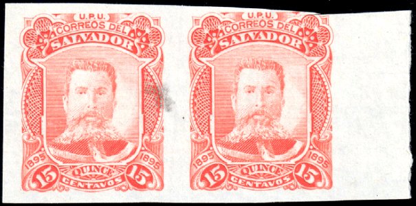 El Salvador 1895 15c Seebeck Ezeta essay pair red