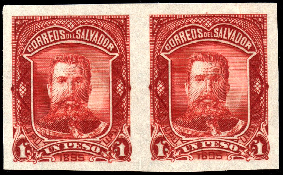 El Salvador 1895 1p Seebeck Ezeta essay pair red brown