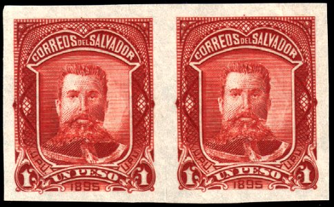 El Salvador 1895 1p Seebeck Ezeta essay pair red brown