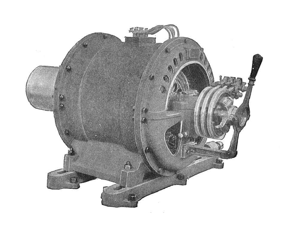 Electric motor with slip-ring starting device (Rankin Kennedy, Electrical Installations, Vol III, 1903)