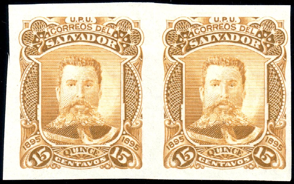 El Salvador 1891 15c Seebeck Ezeta essay pair yellow brown