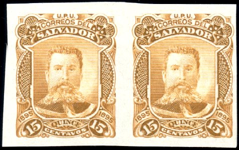 El Salvador 1891 15c Seebeck Ezeta essay pair yellow brown