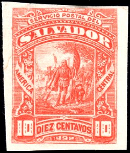El Salvador 1892 10c Seebeck essay vermillion