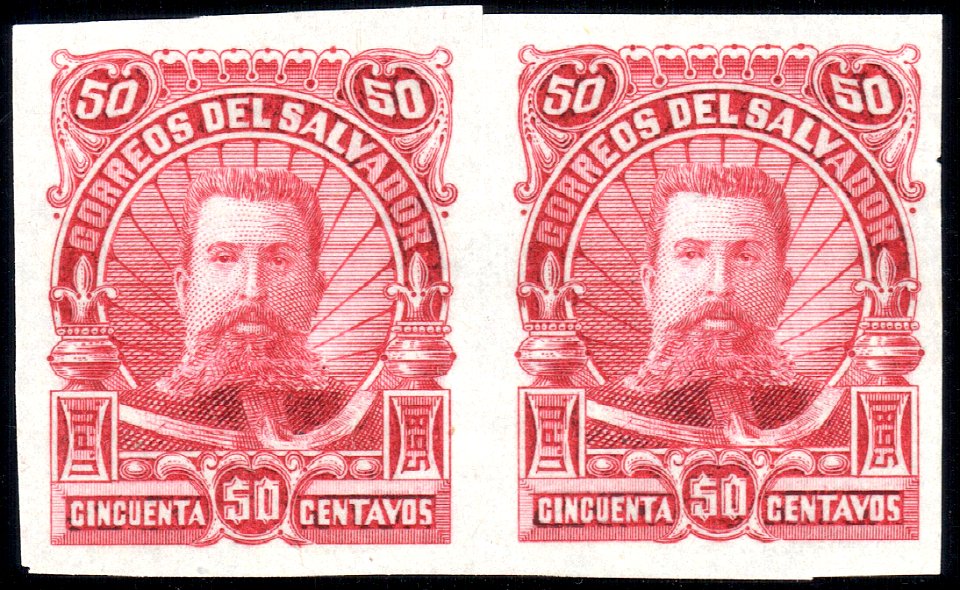El Salvador 1895 50c Seebeck Ezeta essay pair lake