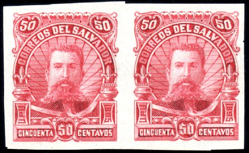 El Salvador 1895 50c Seebeck Ezeta essay pair lake