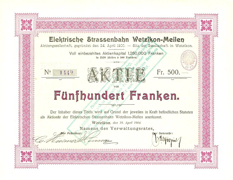 Elektrische Strassenbahn Wetzikon-Meilen 1904